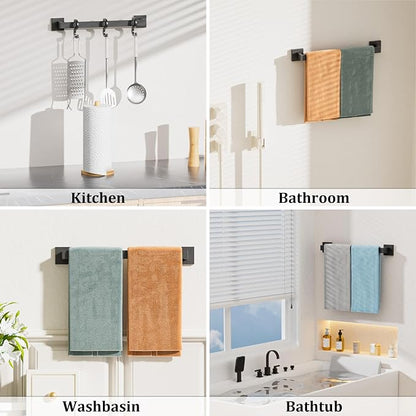 Alise Towel Bar Towel Racks for Bathroom Wall Mount 20 Inch,Matte Black | SUS304 Stainless Steel Bathroom Towel Holder, Full Square Towel Rod Towel Hanger for Bathroom Lavatory Kitchen