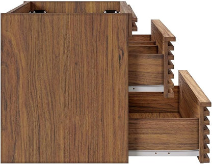 Modway Render 30" Wall-Mount Bathroom Vanity in Walnut - Sink Basin Not Included