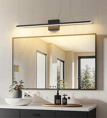 JUSHENG Black Vanity Lights for Bathroom 5CCT Dimmable Bathroom Vanity Light Fixtures LED Vanity Light Bar 31.5'' Inch 32W ETL Certificated