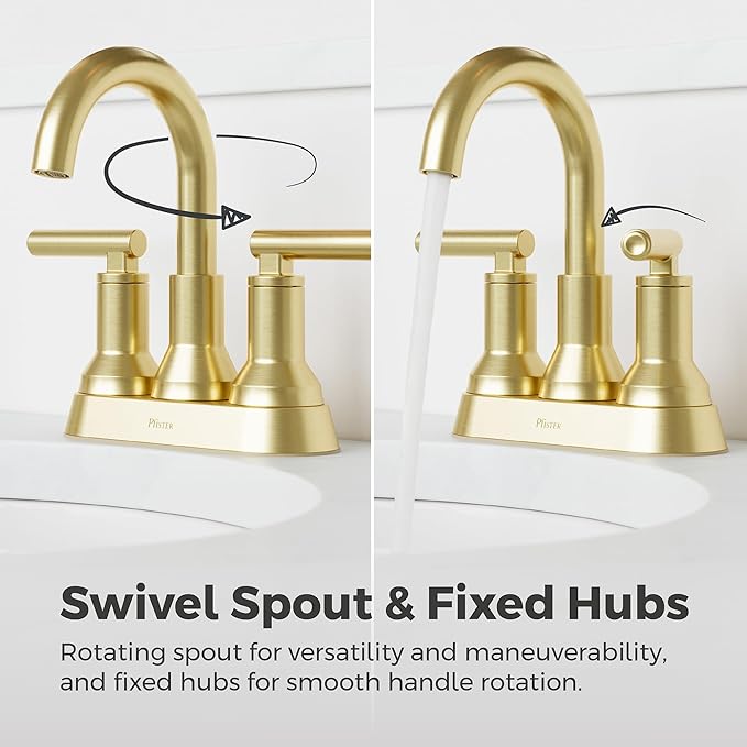 Pfister Capistrano Bathroom Sink Faucet, 4-Inch Centerset, 2-Handle, 3-Hole, NSF Certified, Brushed Gold Finish, LF048CSOBG