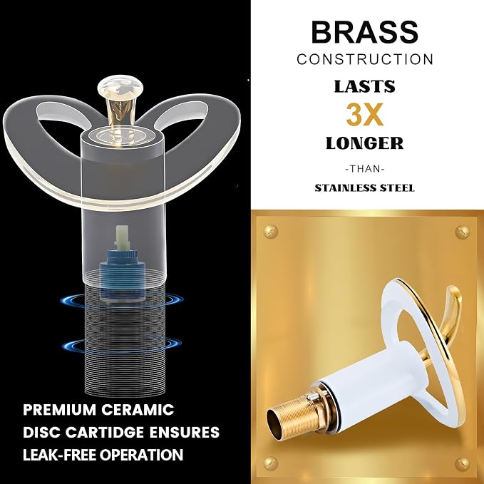 White Gold Waterfall Single Hole Vanity Sink 2 Tone Brass Unique Modern Bathroom Faucets, Luxury Elegant Hollow 1 Handle Faucet, Basin Tap for RV Bar Laundry with Pop up Drain, Sink Romodel