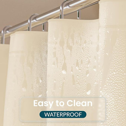 Titanker Plastic Shower Curtain Liner, 72x72 Beige Shower Liner Lightweight PEVA Shower Curtains for Bathroom, Waterproof Shower Liner with Magnets and Rustproof Grommets