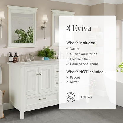 Eviva Britney 60 in. White Double Sink Bath Vanity with Carrara Quartz Top and Undermount Porcelain Sinks