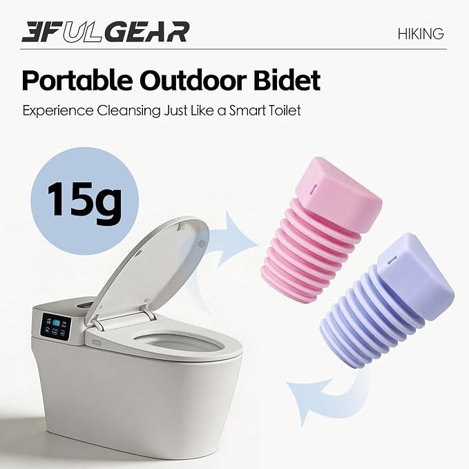 2 Pack Portable Bidet Nozzle for Toilet, Upside Down Peri Bottle, Handheld Travel Bidet Sprayer, Camping Essentials Backpacking Gear for Outdoor Hiking RV Travel