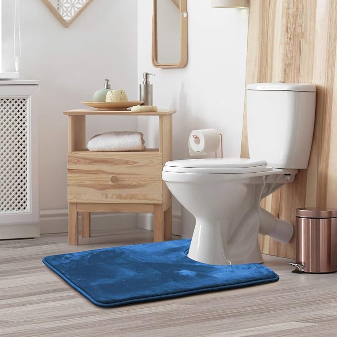 Clara Clark Bathroom Rugs, Velvet Memory Foam Bath Mat, Non-Slip, Machine Washable Bath Rugs - Dries Quickly, Ultra Soft Plush Bath Mats for Bathroom, 20 x 24, Royal Blue