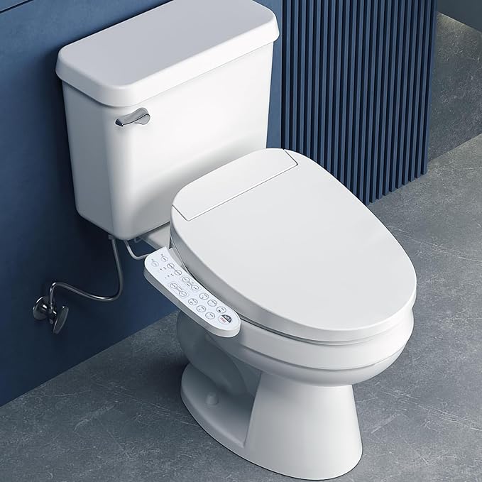 Bidet Toilet Seat, Electric Smart Heated Seat with Slow Closes, Warm Water, Dryer, Vortex Wash, Rear and Front Wash, Night Light, White, 208 (Elongated)