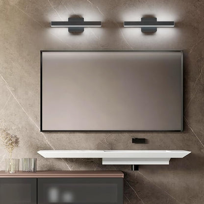 LED Modern Bathroom Vanity Light Fixtures (16-Inch, Cool White 6000K), Modern Acrylic Bathroom Wall Lighting Fixtures for Bathroom Over Mirror, Matte Black