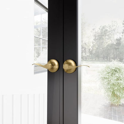 Design House Springdale One-Sided Non-Turning Dummy Door Lever, Satin Gold, Decorative Interior Door Handle for Closet, Pantry, and French Doors, Reversible Surface Mount Hardware, 728873 | Surface, Transitional, Brass, Hardware, 728873