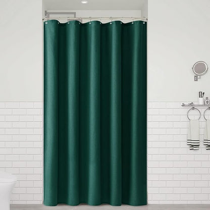 Dark Green 54 Inch Shower Curtain - Stall Narrow Half Linen Ultra Thick Fabric Shower Curtain Set with Hooks, Boho Farmhouse Rustic RV Camper Bath Curtains for Bathroom, 54x78