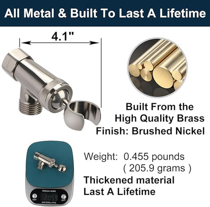 All Metal Shower Head with Handheld - 72" Long Hose, High Pressure Sprayer | Hand HeId Showerhead Spray, Solid Outdoor Showerheads and Brass Holder, Brushed Nickel