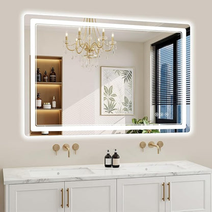 30"x48" LED Bathroom Mirror with Lights, Backlit + Front Lit, Anti-Fog, Lighted Bathroom Mirror for Wall, HD Shatterproof Tempered Glass, Dimmable, Memory Function (Horizontal/Vertical)