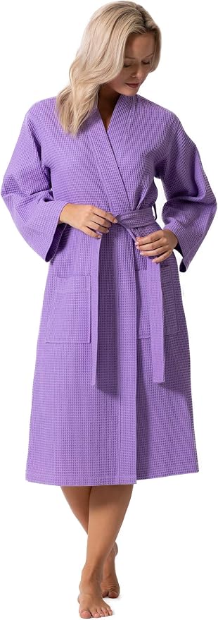 Waffle Knit Lightweight Kimono Spa & Bath Robes for Women - Quick Dry - Soft