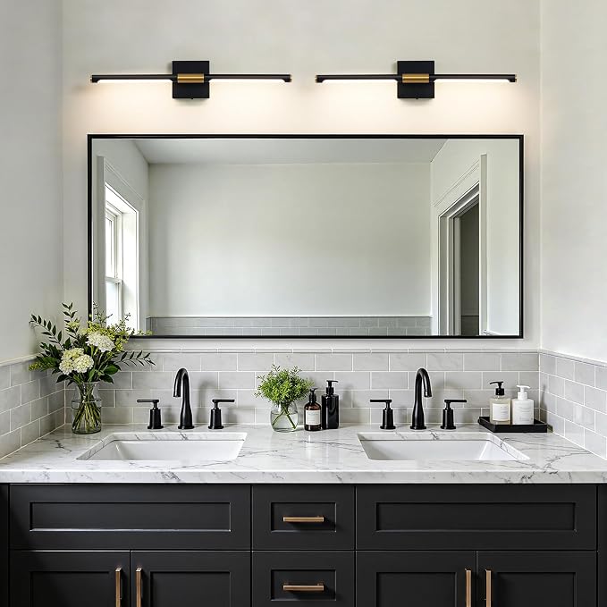 Epinl Black Gold Vanity Light for Bathroom, 24 inch 5CCT 360° Rotatable Bathroom Light Fixture Over Mirror Dimmable LED Vanity Lighting Fixtures Modern Bathroom Wall Light