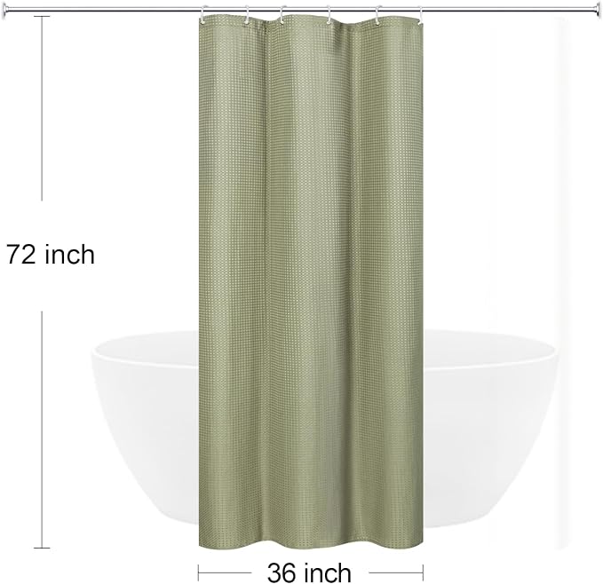 Small Stall 230GSM Sage Green Shower Curtain, 36 x 72 | 230GSM Narrow Half Fabric Shower Curtain for Bathroom, Water Repellent, Machine Washable