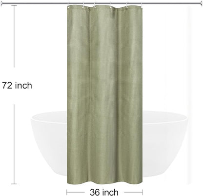 Small Stall 230GSM Sage Green Shower Curtain, 36 x 72 | 230GSM Narrow Half Fabric Shower Curtain for Bathroom, Water Repellent, Machine Washable