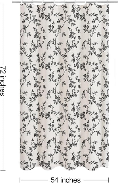 MitoVilla Small Stall Cotton Floral Shower Curtain for Bathroom,54 x 72 | Narrow BoHo Cottagecore Spring Shower Curtains, Modern Farmhouse Country Plant Leaves Bathroom Décor, 54 x 72