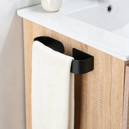 Taozun Hand Towel Holder Black 8.6" Self Adhesive Towel Bar Stainless Steel | No Drill, Unique Square-Round Design, Strong Design Sense, for Bathroom/Kitchen/RV, Renter Friendly, Heavy Duty