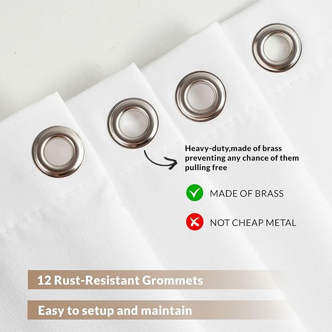 Felisa 2 Pack Waterproof Fabric Shower Curtain Liner,Hotel Quality Shower Liner with 3 Large Magnets, Odorless Cloth Washable Lightweight Bathroom Curtain,Sturdy Rustproof Grommets,72 x 72,White