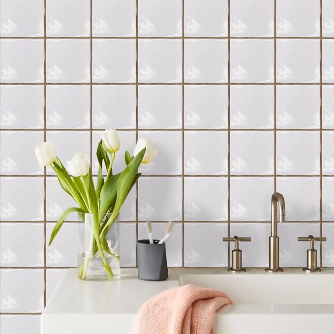Alwayspon Vinyl Sticker Peel and Stick, Self-Adhesive Wall Tile Transfers Backsplash Sticker Decal for Kitchen Bathroom, 6x6inch/15x15cm 30Pcs, T030