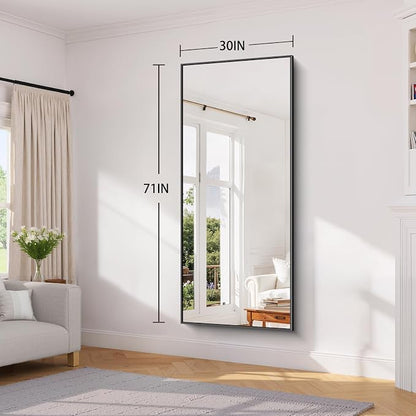 Koonmi Black Bathroom Mirror for Over Sink,Metal Framed 30"x71" Wall Mirror