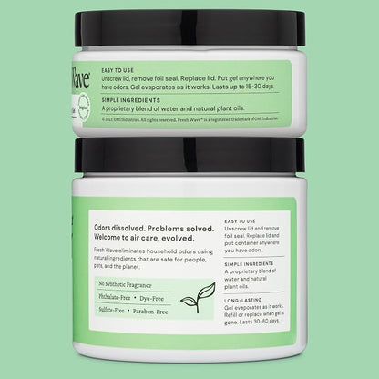 Fresh Wave Original Odor Eliminator Gel 2-Pack 15 oz & 7 oz Air Freshener | Plant-based formula. No parabens or harsh chemicals. EPA Safer Choice. Bathroom & closet odor absorber. Refillable.