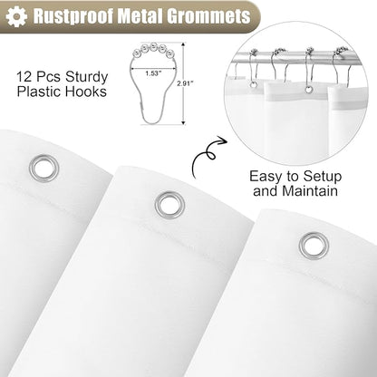 OLANLY Luxury Light Beige and White Ombre Shower Curtain Sets with 12 Hooks, Waterproof and Washable Decorative Shower Curtains for Bathroom, 72x72 Inches