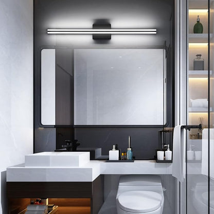 SOLFART Bathroom Vanity Light Fixtures 32 Inch 20W Modern Black LED Bathroom Lights Over Mirror Dimmable Wall Lights