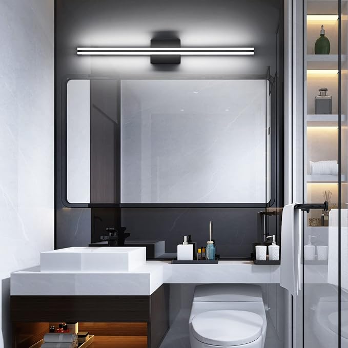 SOLFART Bathroom Vanity Light Matte Black 32 Inch LED Lights for Bathroom 6000K Wall Light Fixtures ND