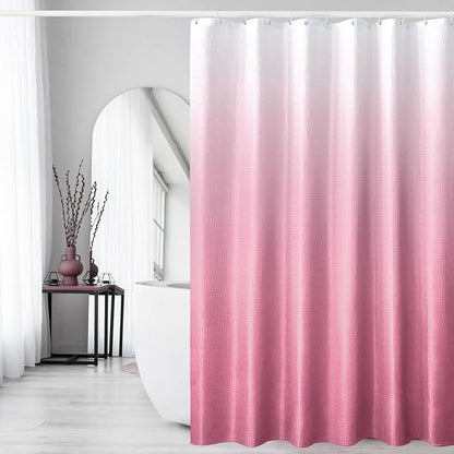 Pink Ombre Fabric Shower Curtain for Bath Decor, 72 x 72 | Pink Gradient Fabric Shower Curtain, Cloth-Textured Bathroom Curtains Shower Set, Water Repellent and Machine Washable