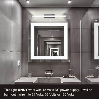 Facon 16.5Inch 12V LED RV Vanity Lights Fixtures with On&Off Switch, Matt Black Finished, RV Wall Sconces Bathroom Mirror Light with Acrylic Lens, 12Volts DC for RV, Camper, Motorhome