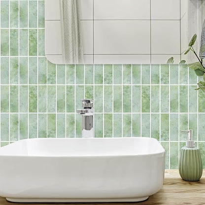 Green Peel and Stick Backsplach Tile, 12"x12" Back Splash Stick on Tiles for Kitchen, Bathroom, 10 Sheets