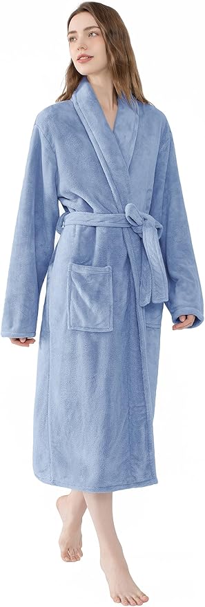 Soft Robe For Women，Warm Plush Bath Robes Female，Spa Towel After Shower Lightweight Long Bathrobe