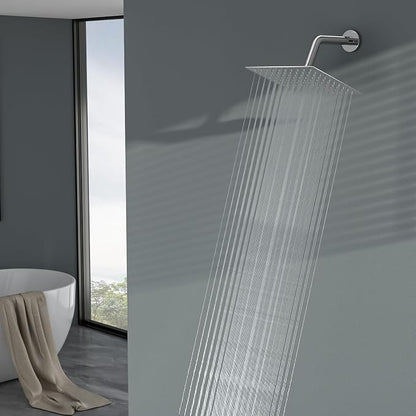 Lordear Rain Shower Heads High Pressure, Rainfall Showerhead for Bathroom Fixed Mount, 8 Inch Large Square High Flow Shower Head (Chrome)