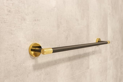 SENMY Luxury Shiny Gold Knurled Matte Black PVD Finish, Solid Brass Construction, Towel Bar 24 Inch, Rustproof, Heavy Duty, Towel Holder Rack Corrosion-Proof Wall Mount Bathroom Accessories