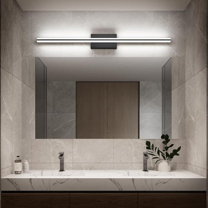 SOLFART Bathroom Lighting Fixtures Over Mirror 25W 40 Inch Modern Black LED Vanity Lights 5CCT Dimmable Bathroom Light