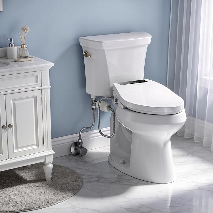 LEIVI Electric Bidet Toilet Seat with Auto Open & Close Lid, Digital LED Display, Heated Seat, Night Light, Bidet with Warm Water and Dryer, Elongated