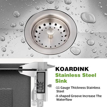 Kitchen And Bar Sink, 27x22 Inch Stainless Steel Drop In Modern Single Bowl Topmount Kitchen And Bar Sink Combo-Silicon Mat,Drain Strainer Set Compatibility With Various Kitchen&Bar Style
