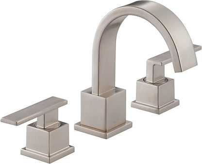 Delta Faucet Vero Widespread Bathroom Faucet 3 Hole, Brushed Nickel Bathroom Faucet, Bathroom Sink Faucet, 2 Handle Bathroom Faucet, Bath Faucet, Metal Drain Assembly, Stainless 3553LF-SS