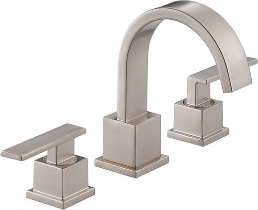 Delta Faucet Vero Widespread Bathroom Faucet 3 Hole, Brushed Nickel Bathroom Faucet, Bathroom Sink Faucet, 2 Handle Bathroom Faucet, Bath Faucet, Metal Drain Assembly, Stainless 3553LF-SS