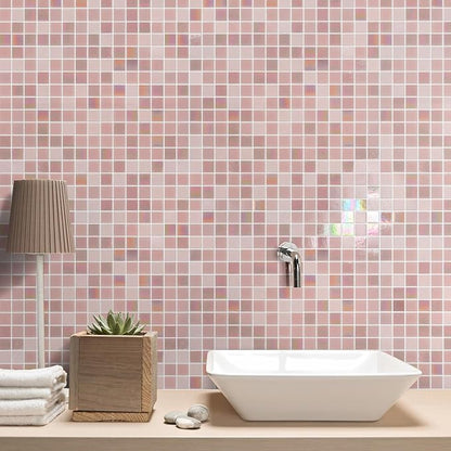 11.5 sq.ft Rainbow Pink Glass Mosaic Tile for Bathroom, Pool, Backsplash | Waterproof Wall & Floor Tile. Heat & frost resistant outdoors. Mesh-mounted easy install. Use any grout. Easy clean. 10pcs.