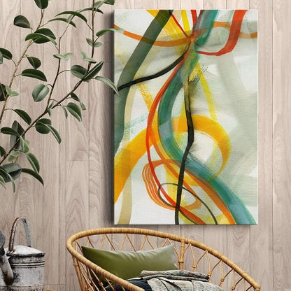 Renditions Gallery Canvas Wall Art Decorations Paintings & Prints Colorful Intersecting Lines Inkten Abstract Wall Hanging Artwork for Bedroom Living Room Office Kitchen - 8"x12" LT02