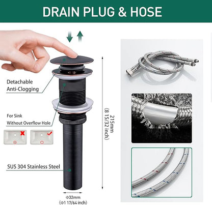 VOTON Vessel Sink Faucet Oil Rubbed Bronze Modern Tall Waterfall Bathroom Sink Faucet with Pop-Up Drain Single Handle Bathroom Faucet 1 Hole Bowl Lavatory Vanity Faucet Rv Sink Camper Farmhouse Faucet
