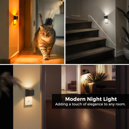 L LOHAS LED Night Lights Plug into Wall with 3CCT Adjustable, 1W Nightlight | (1600K/3000K/5000K), 1W Nightlights Plug in Wall with Dusk to Dawn Sensor, 2 Pack, Black Housing