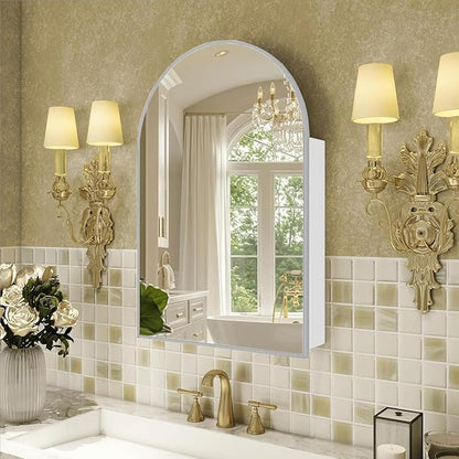 FKWin Large Medicine Cabinet Mirror for Luxury Bathrooms, Wall Mount | Large Bathroom Mirror with Storage, Modern Bathroom Style, Adjustable Shelves, Reversible Door, Clean Contemporary Look