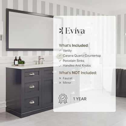 Eviva Epic 60 in. Charcoal Gray Single Sink Bath Vanity with Carrara Quartz Top