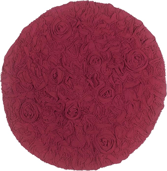 Home Weavers Bell Flower Collection 100% Cotton Tufted Bath Rugs, Extra Soft and Absorbent Bath Rugs, Non-Slip Bath Mats, Machine Washable, Bath Mats for Bathroom Floor and Tub, 22" Round, Red