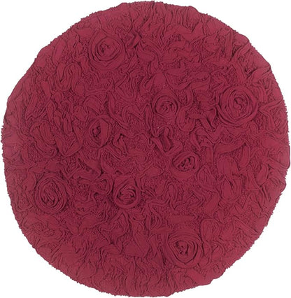 Home Weavers Bell Flower Collection 100% Cotton Tufted Bath Rugs, Extra Soft and Absorbent Bath Rugs, Non-Slip Bath Mats, Machine Washable, Bath Mats for Bathroom Floor and Tub, 22" Round, Red