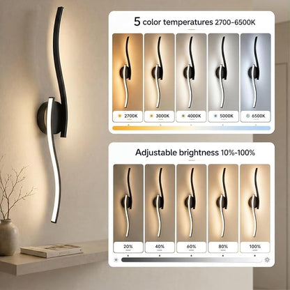 26 Inch LED Bathroom Vanity Light, Black, 5CCT | 26 Inch black LED bathroom vanity light with 5CCT, 20%-100% dimming, hardwired horizontal/vertical mount