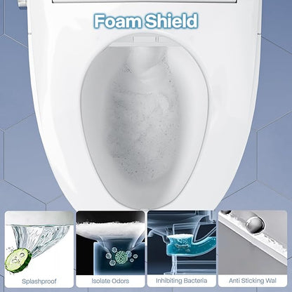 Bidet Toilet Seat with Voice Control, Bubble Shield, Toilet Seat Elongated with Warm Water & Dryer, Sensor Auto Open/Close, LED Temp Display, Smart Toilet for Bathroom