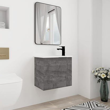 22" Floating Bathroom Vanity with Sink, 22 Inch Wall Mounted for Small Bathrooms, Soft-Close Door Cabinet with White Ceramic Basin & Waterproof Plywood, Modern Space Saving Vanity